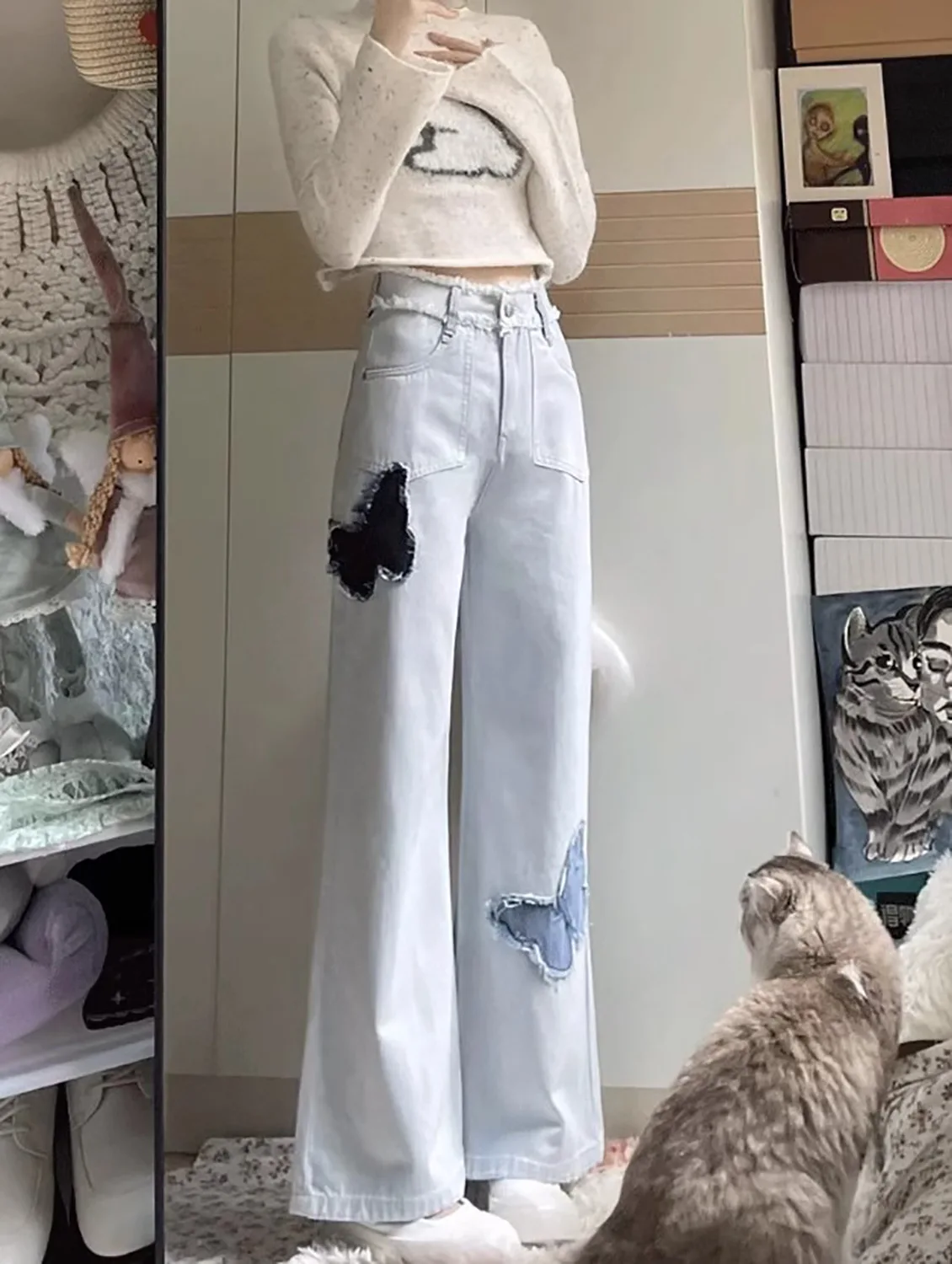 Jeans a vita bassa Y2K Donna Cowgirl occidentale Stile americano Retro Vintage Denim femminile Moda Comode nappe Frange Unisex