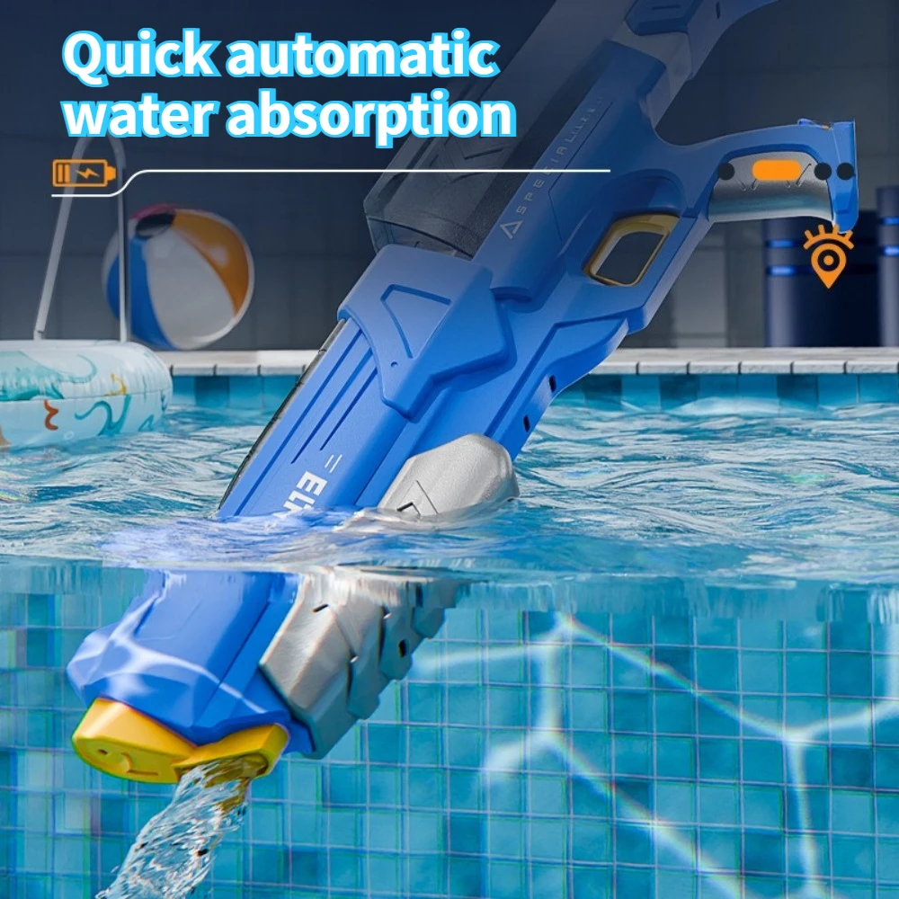 Outdoor Group Water Game Essential Toy One Button Auto Water Absorb Hands-Free Electric Multi Shot Water Gun Squirt Toy