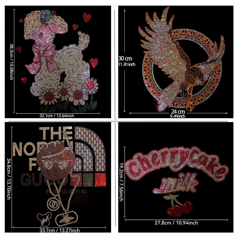 シャンダ刺繍、ラインストーン、スパンコール、diy衣類、tシャツ装飾パッチ、衣料品アクセサリー