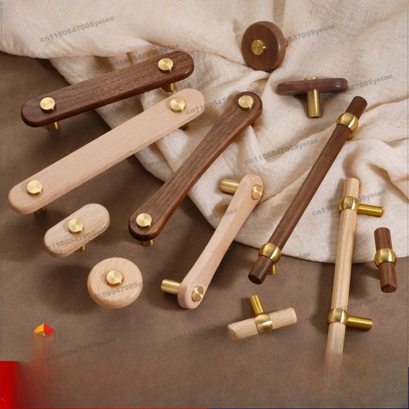 For Nordic Style Drawer Handle, Walnut Single Hole Handle, Wardrobe Walnut Handle 2pcs