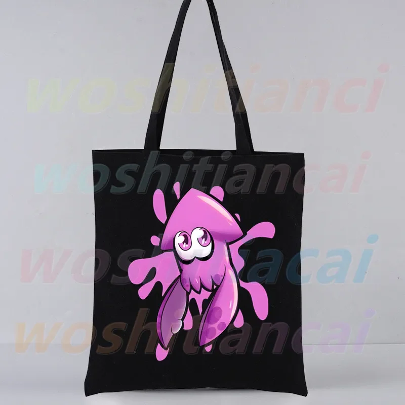 Sepo tiro juego de dibujos animados japoneses bolsos Unisex negros bolso de mano de lona personalizado uso diario bolsa de compras informal de viaje