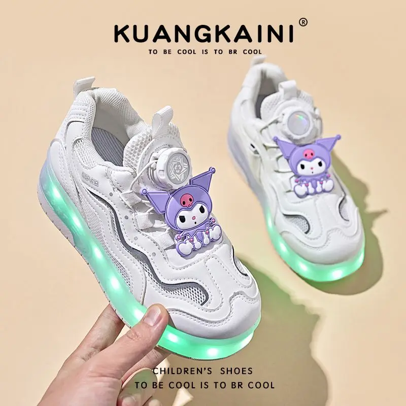 Kawaii Sanrios Anime Kuromi Sneakers Spring Autumn Waterproof Breathable Soft Sole Antiskid Outdoor Leisure Shoes Girl Gift