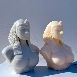 Queen of Egypt Classic Figure Silicone Molds Cleopatra Statue Candle Mold Female Egyptian Pharaoh Sculptural Bust Wax Mould