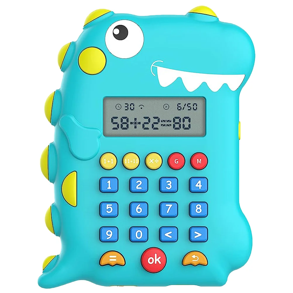 Calculators Dinosaur Student Early Education Machine Gift 13X10X18CM Small Pendant Adorable Kids Office Sky-blue Cartoon Toy
