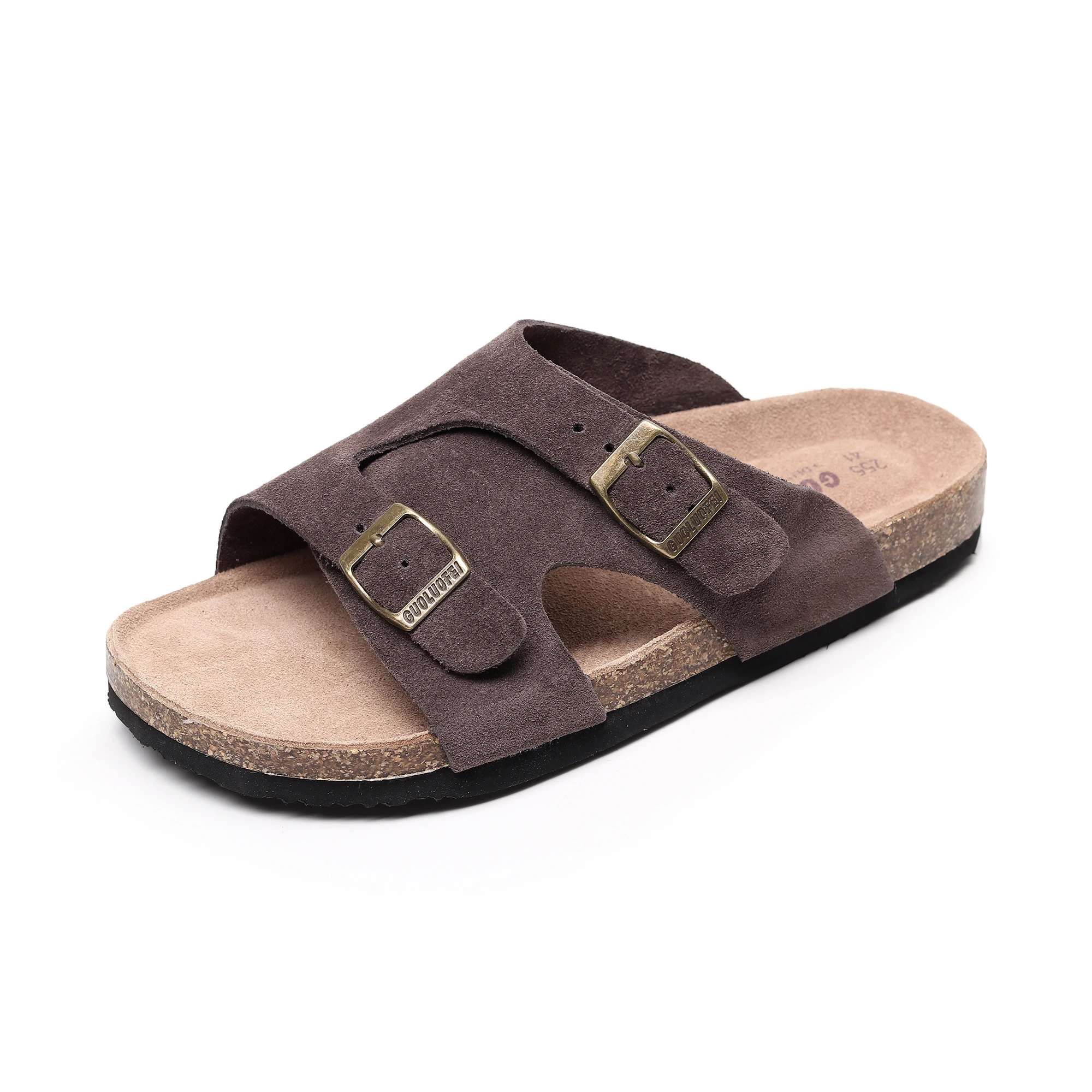 Men's Vintage Solid Colour Open Toe Breathable Slippers With Buckle Straps, Comfy Non Slip Casual Durable Slides For Men's Outdo