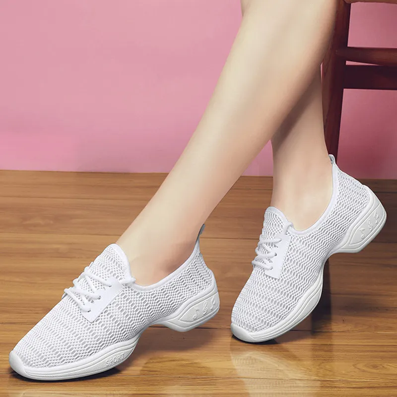 New Fashion Single Net Sports Feature Soft Outsole Breath Dance Shoes Sneakers for Woman Practice Shoes Modern Dance Jazz Shoes