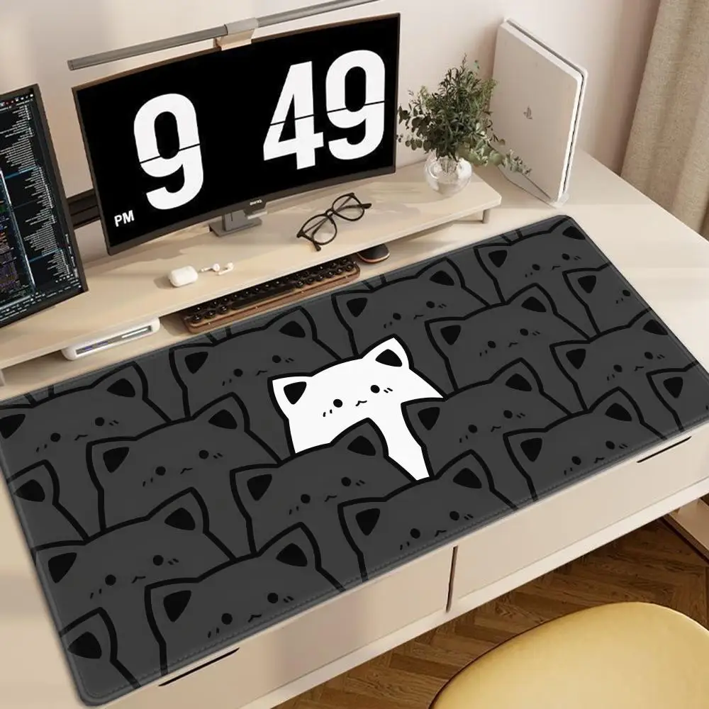 

Милый нескользящий коврик для мыши с изображением котика, большой резиновый коврик для клавиатуры, 2-миллиметровая нескользящая резиновая основа с прошитыми краями, для компьютера, офиса, игр.