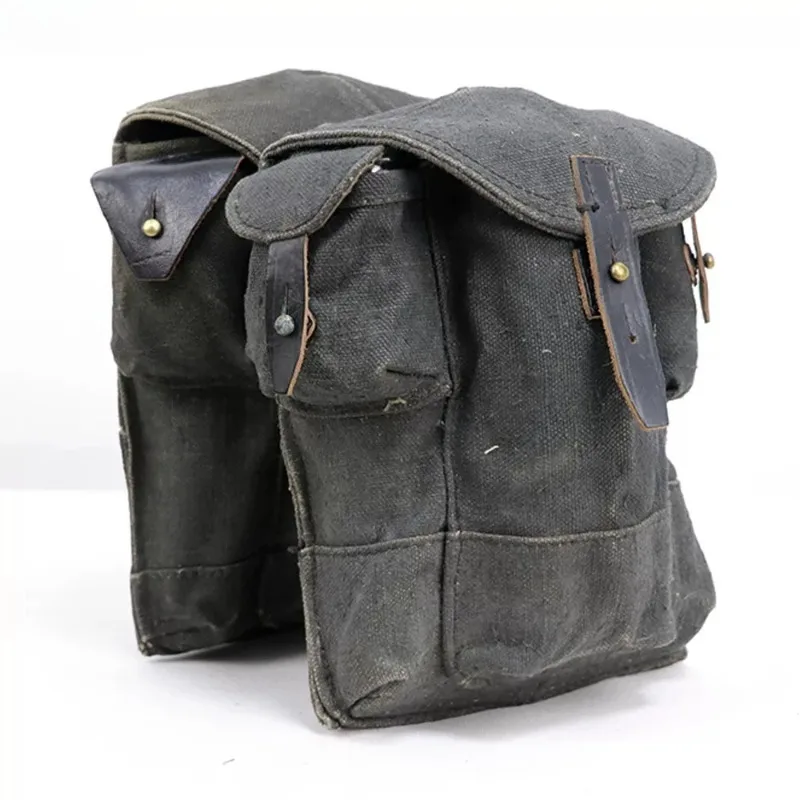 Black Triple Compartment Tactical Storage Pouch Vintage Military Style Carry Bag For Outdoor Collectibles