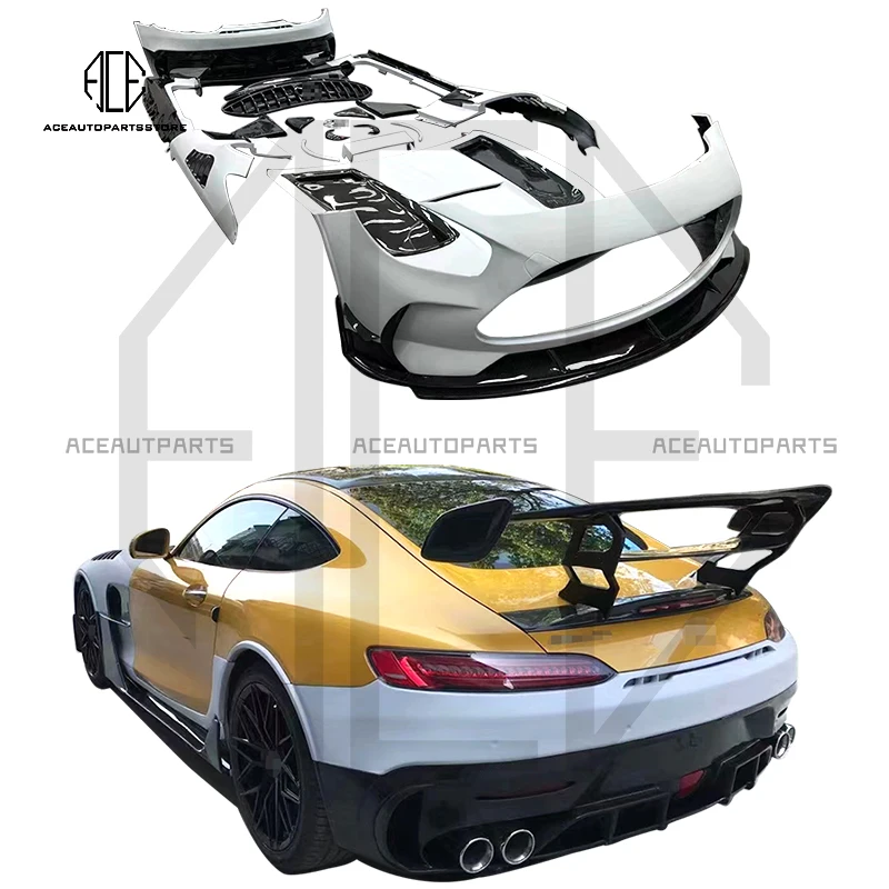 For Benz Mercedes Amg Gt Retrofitting Blak Seris Wide Body Large Enclosure Bs Front Rear Bumper Cover Rear Wing Body Kits