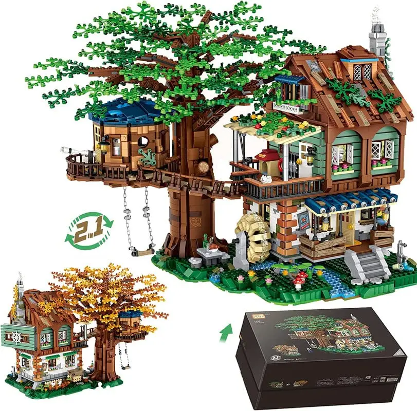 4761 pièces maison d'arbre briques jouets vue sur la rue modèle garçons créatif bricolage forêt maison Mini blocs de construction ensemble cadeaux pour adultes adolescents