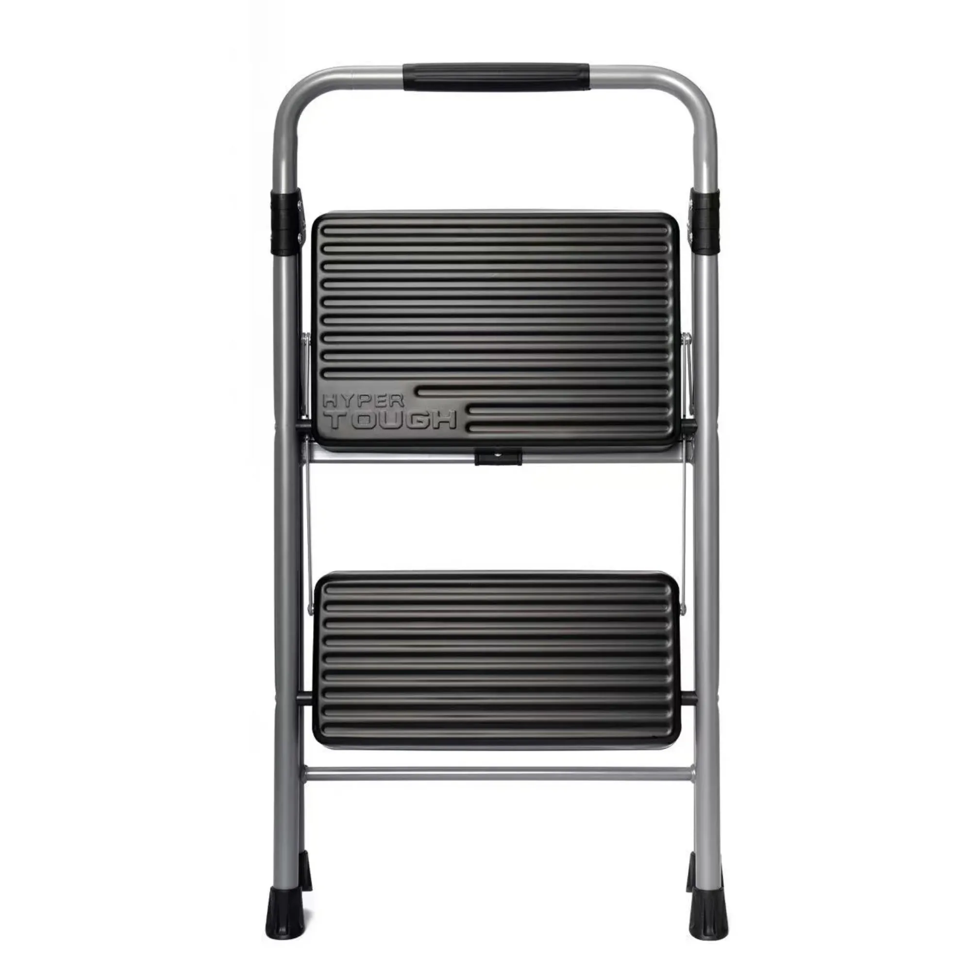 

Gray & Black 2-Step Steel Large Platform & Foldable Step Stool – Holds up to 225 Pounds