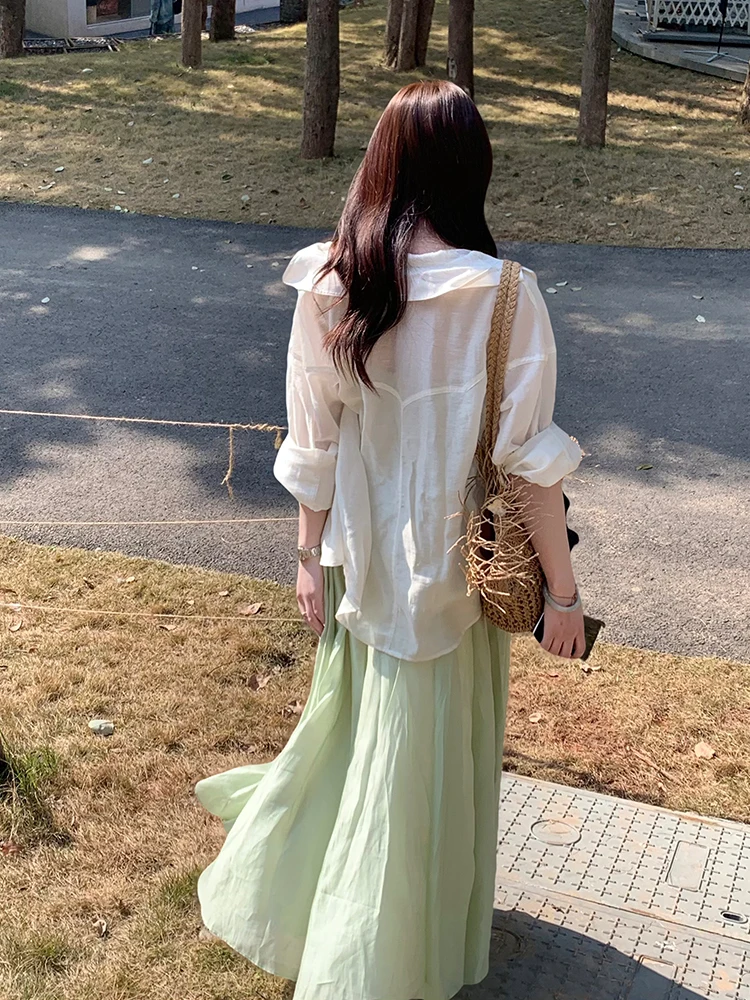 

Loqianjin, весна-лето 2022, женский льняной лиоцелловый длинный све, дышащий солнцезащитный крем, розовый, повседневный, свободный, слэ