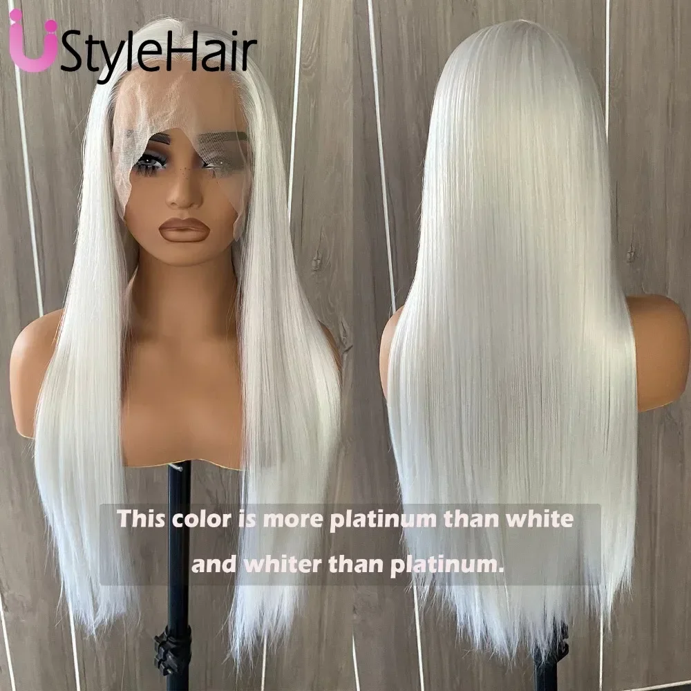 UStyleHair Mix Светлый парик шнурка Длинный шелковистый прямой парик Синтетический парик фронта шнурка Натуральная линия волос Ежедневное использование Термостойкое волокно