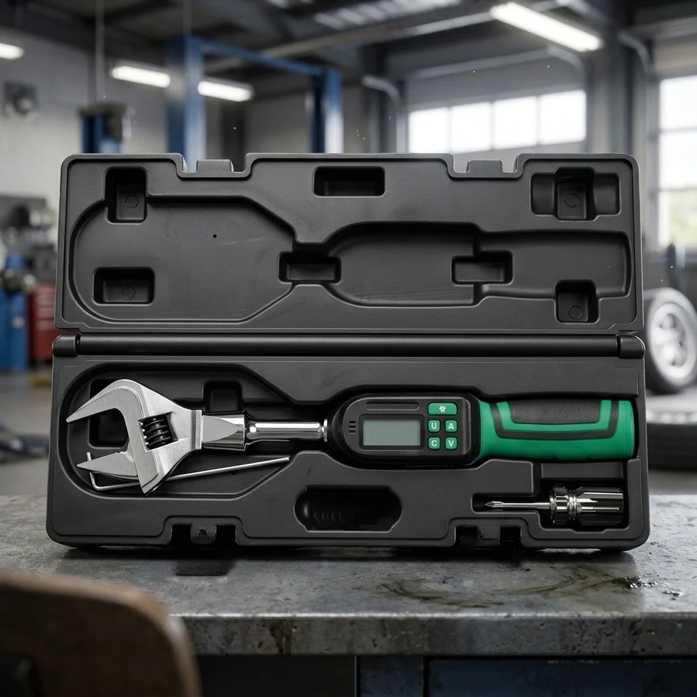 Digital Torque Wrench for Professional Use with 6.8-135 Nm Adjustable Range Dual Direction Support and Preset Alerts