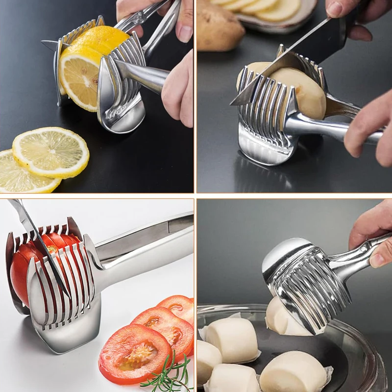 Aluminum Alloy Lemon Cutter Tomato Slicer Handheld Orange Fruit Onion Egg Luncheon Meat Slicer Food Tong Kitchen Gadgets Item