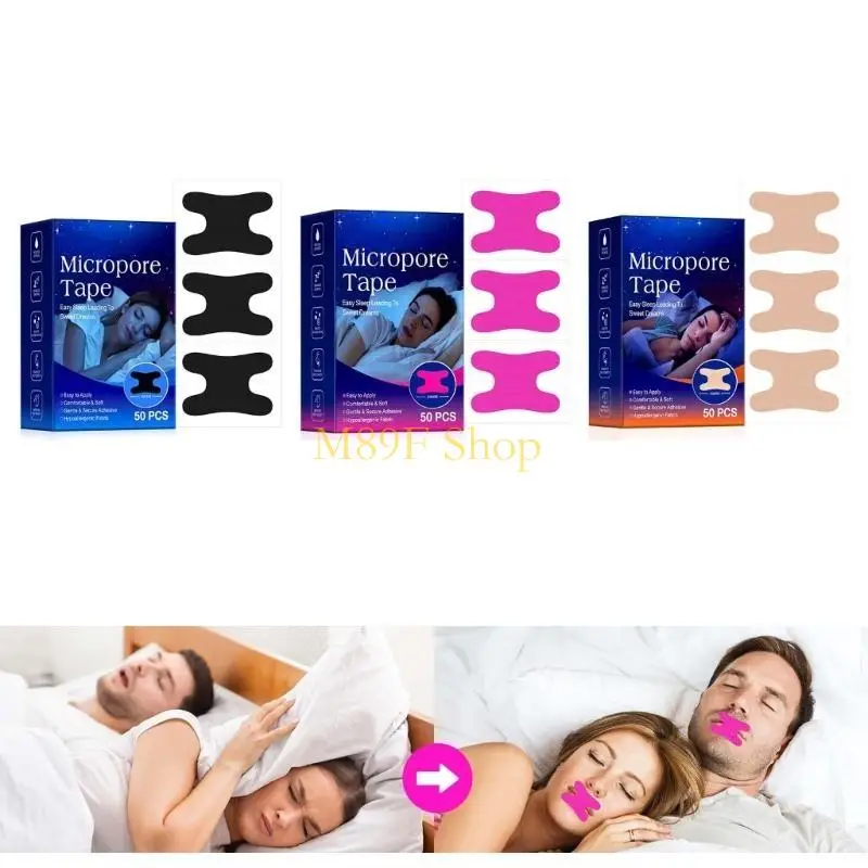 M89F 50pcs Breathable Mouth Tape For Sleep Helps Develop Nasals Breathing Convenient And Tear Resistant Plasters for Adults