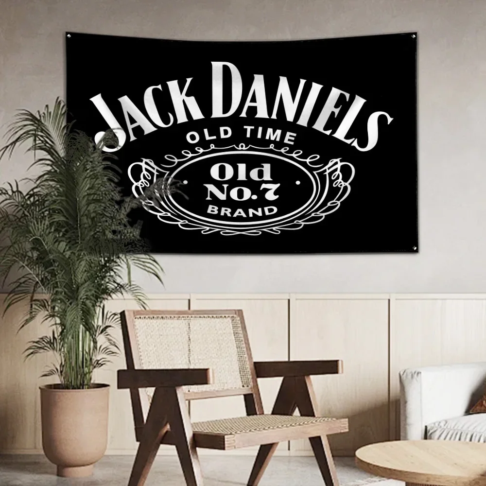 Bandera J-Jack Daniels, pancarta impresa de poliéster para garaje o decoración al aire libre