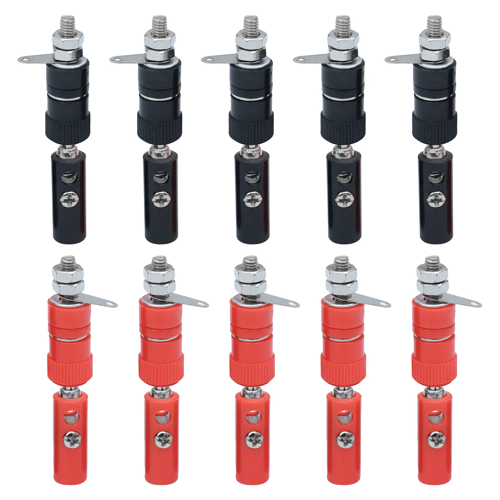 10 Pairs Banana Screw and Socket Connectors Suitable for Speaker Wire Audio Setup with PA Nylon and Alloy Construction