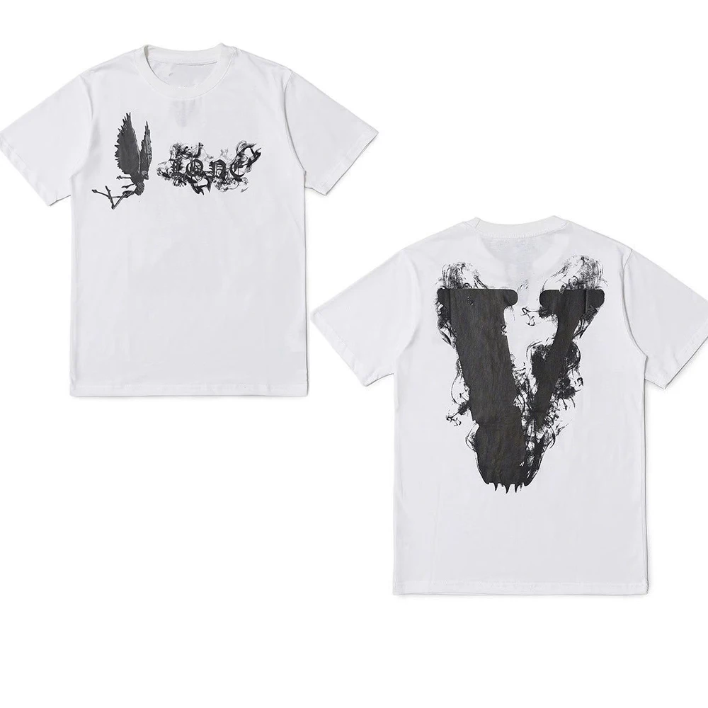 

Trendy Brand European and American Smoke Big V Wang Yibo Same Style Short Sleeved Men and Women's Loose T-shirt for Couples