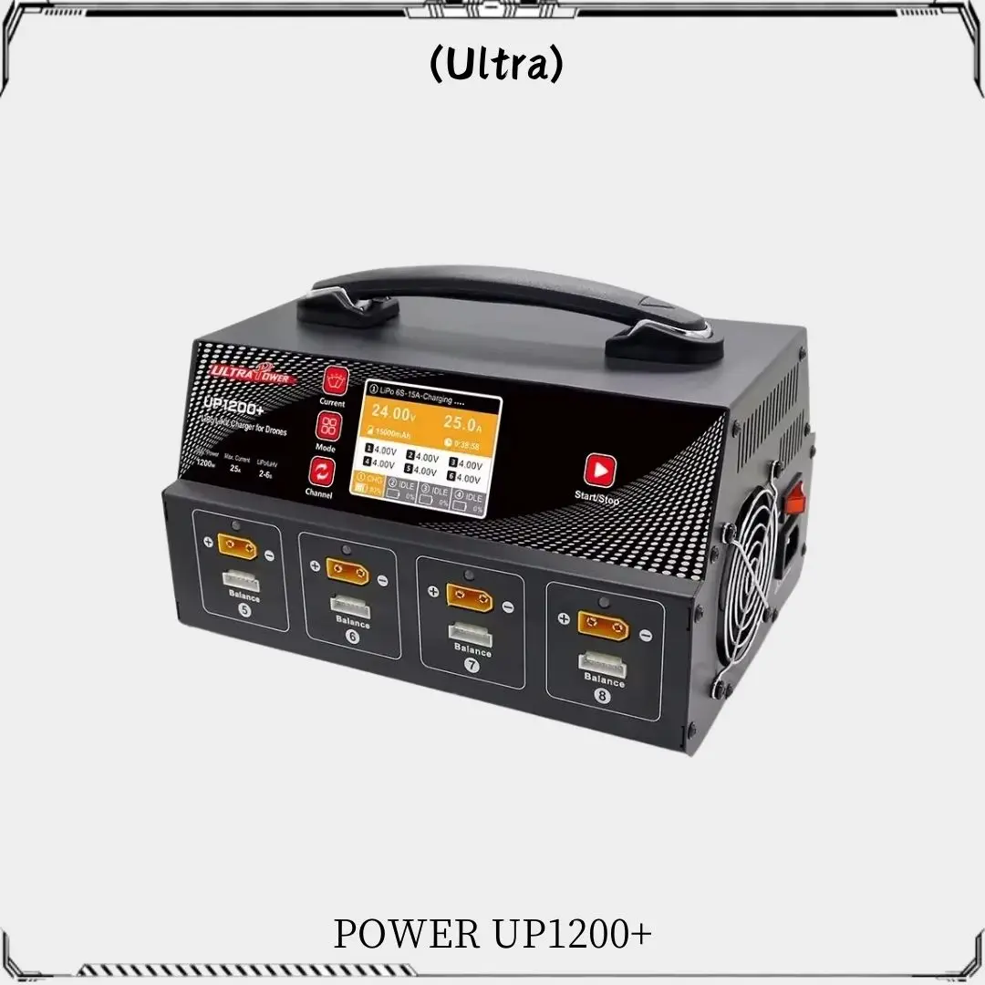 Ultra New Power UP1200+ 25A UAV/Agricultural Drone Fast Balance Charger With Display Screen For 8 Channel 2-6S LiPo LiHV Battery