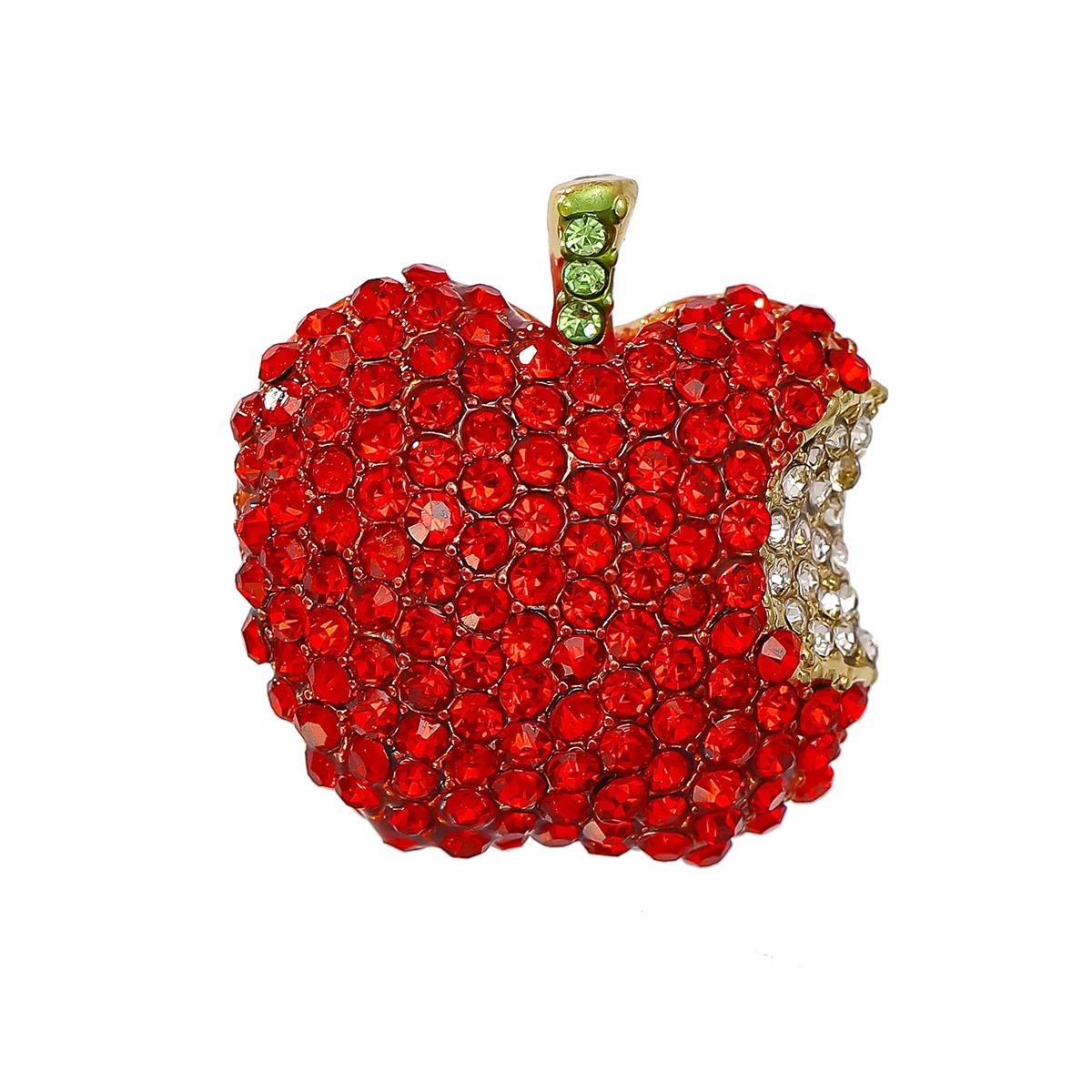 1 Pc Elegant Apple Brooch With Diamonds, Alloy Fruit Corsage Pin, Suitable For Daily Wear