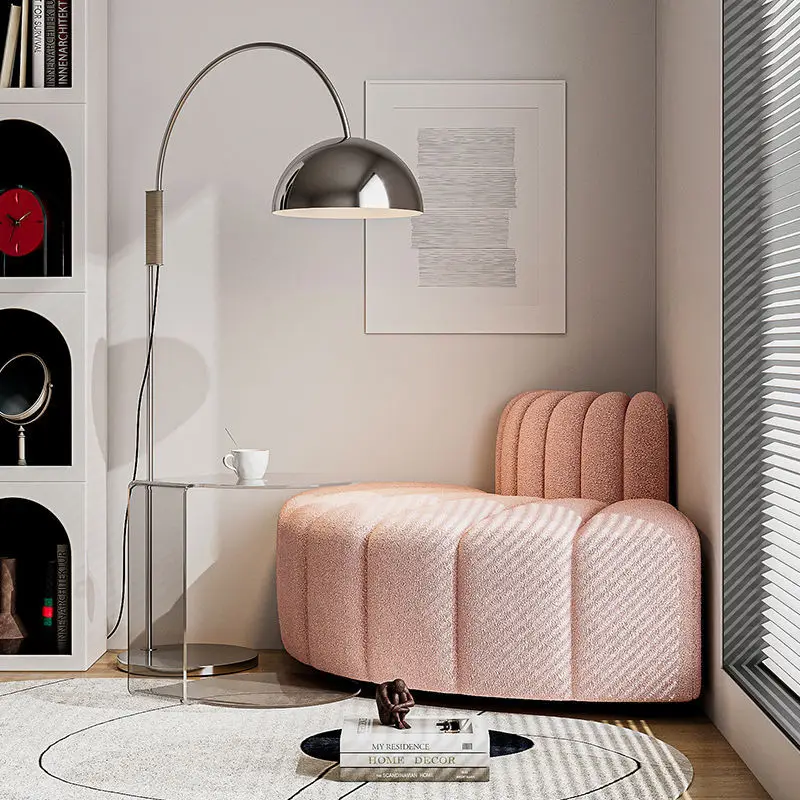 

French wabi-**** cream wind small apartment bedroom living room room single sofa corner fabric leisure lazy sofa