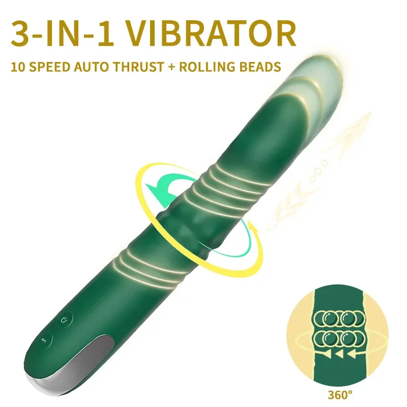 

G Spot Beaded Thrust Vibrator Sex toys for women Clitoral Stimulator 3 in 1 Vibrator Dildo 10 Speed Thrusting Adult Sex Toys