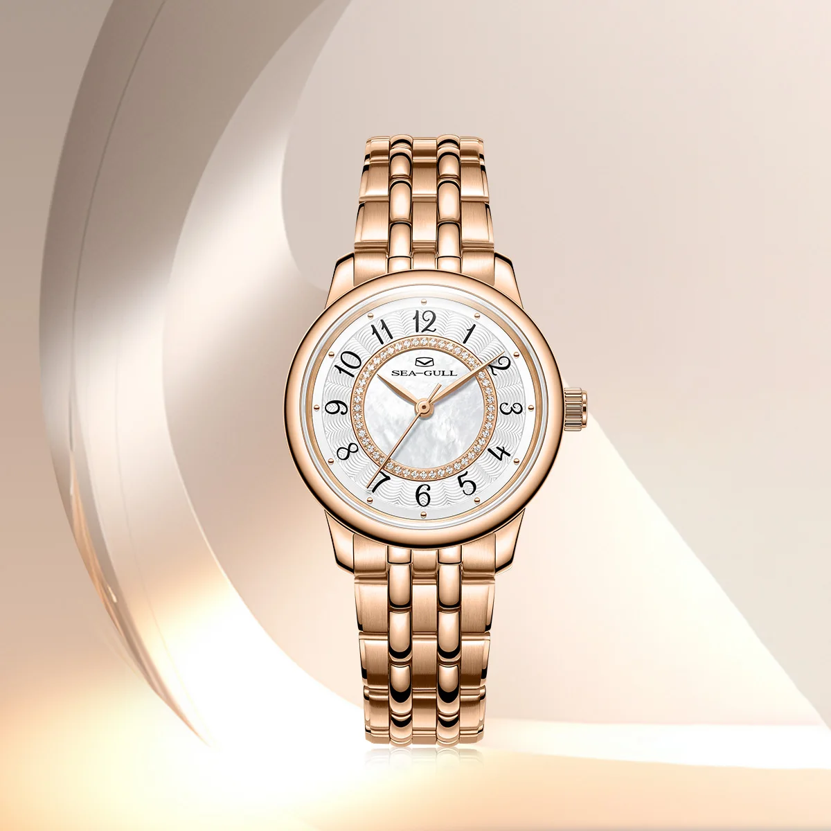 Seagull Women Watch Luxury Elegance Ladies Watches Automatic Wristwatch Bracelet Mother of Pearl Diamond Dial Timepiece 1065L
