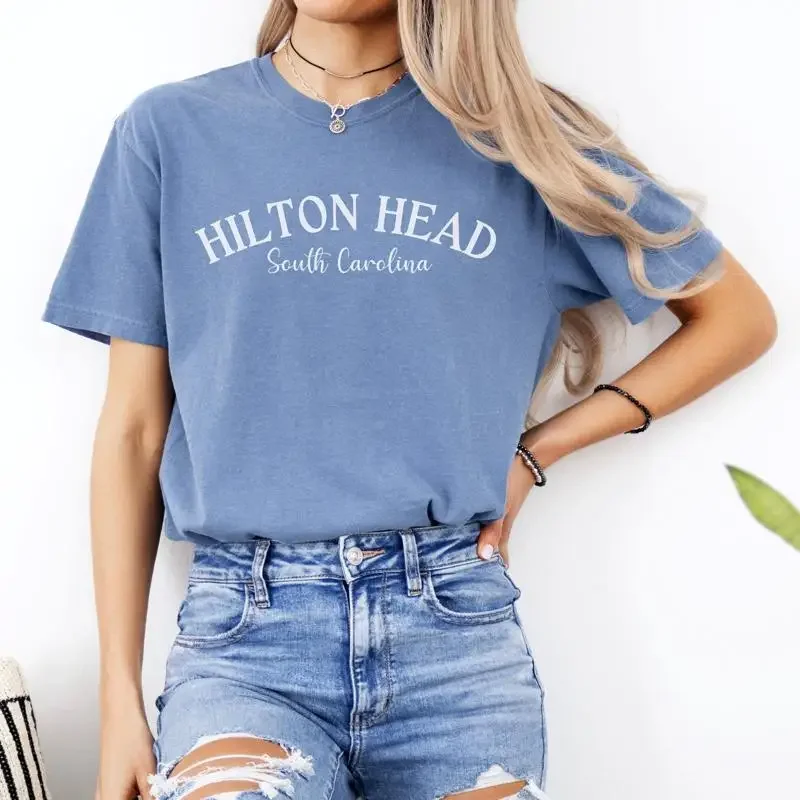 Hilton Head T Shirt Comfort Colors Varsity Aesthetic College Oversized Minimalist South Carolina