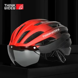 ThinkRider Cycling Helmet Man Women LED Light Helmet Road Mountain Bike Helmet Lens For Riding Bicycle Sports Skateboard Scooter