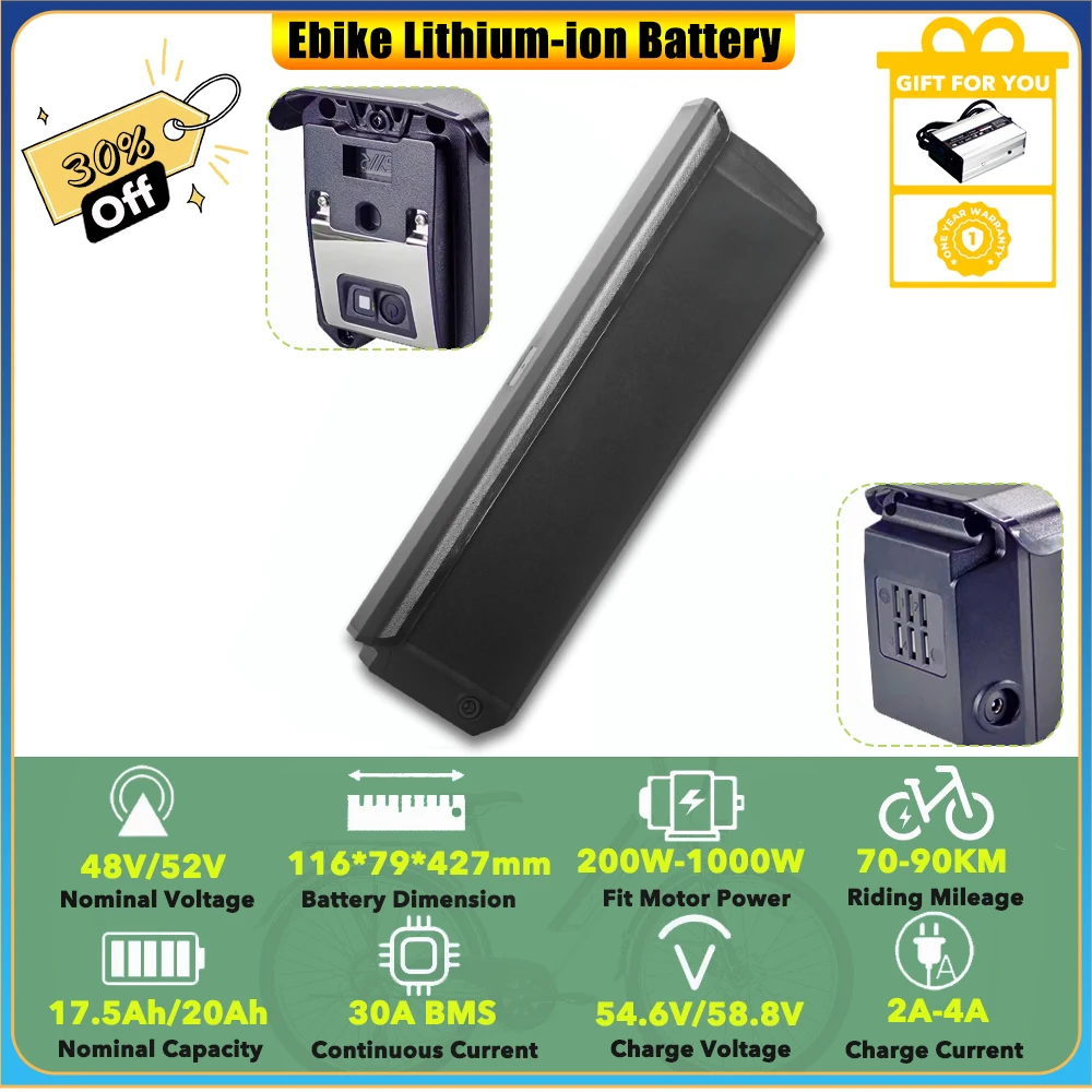 

Replacement 52V 15.6Ah 20Ah Lithium Battery for Crazybird Jumper Fat Tire Ebike