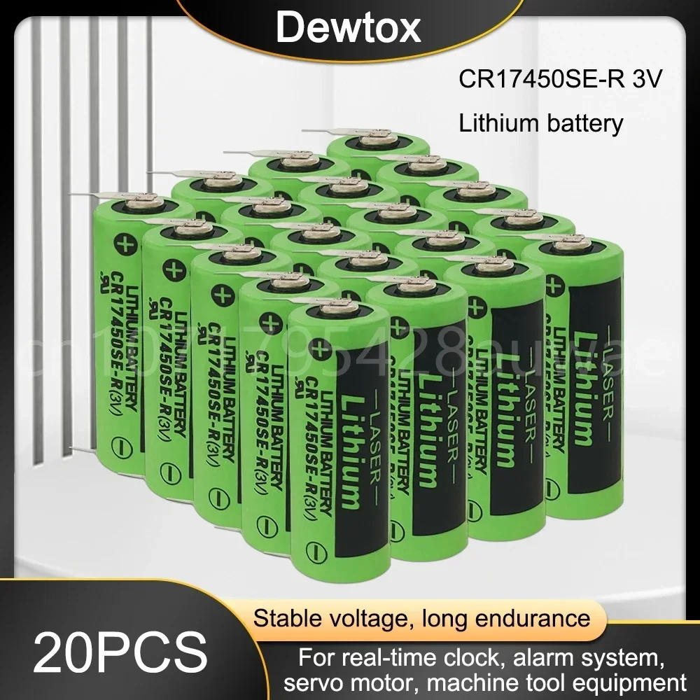 

20PCS A02B-0200-K102 A02B-0200 Li-ion Batteries CR17450SE-R CR17450 CR17450SE 3V PLC Battery with Leg