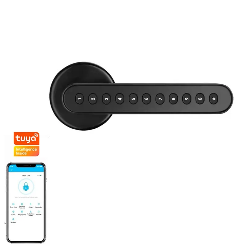 Tuya Electronic Keypad Door Lock Keyless Password Digital Handle Locks Easy Installation Smart Lock For Home Wooden Door
