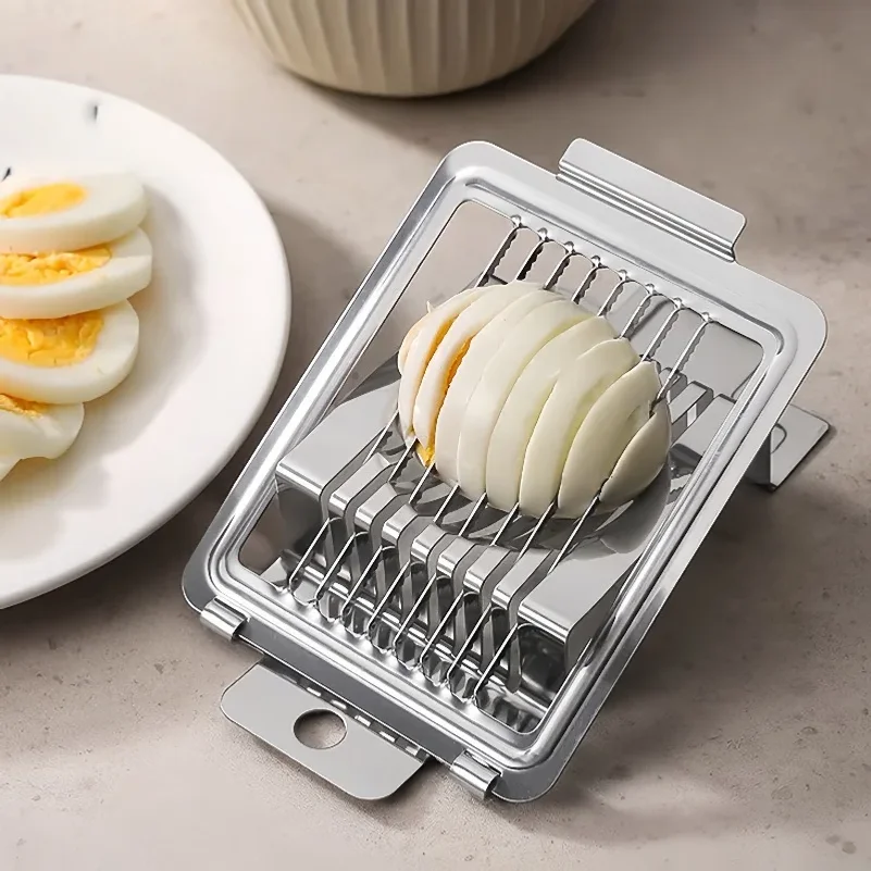 1pc Egg Cutter Multifunctional Manual Stainless Steel Fancy Egg Cutter Household Egg Luncheon Meat Fruit Vegetable Slicer