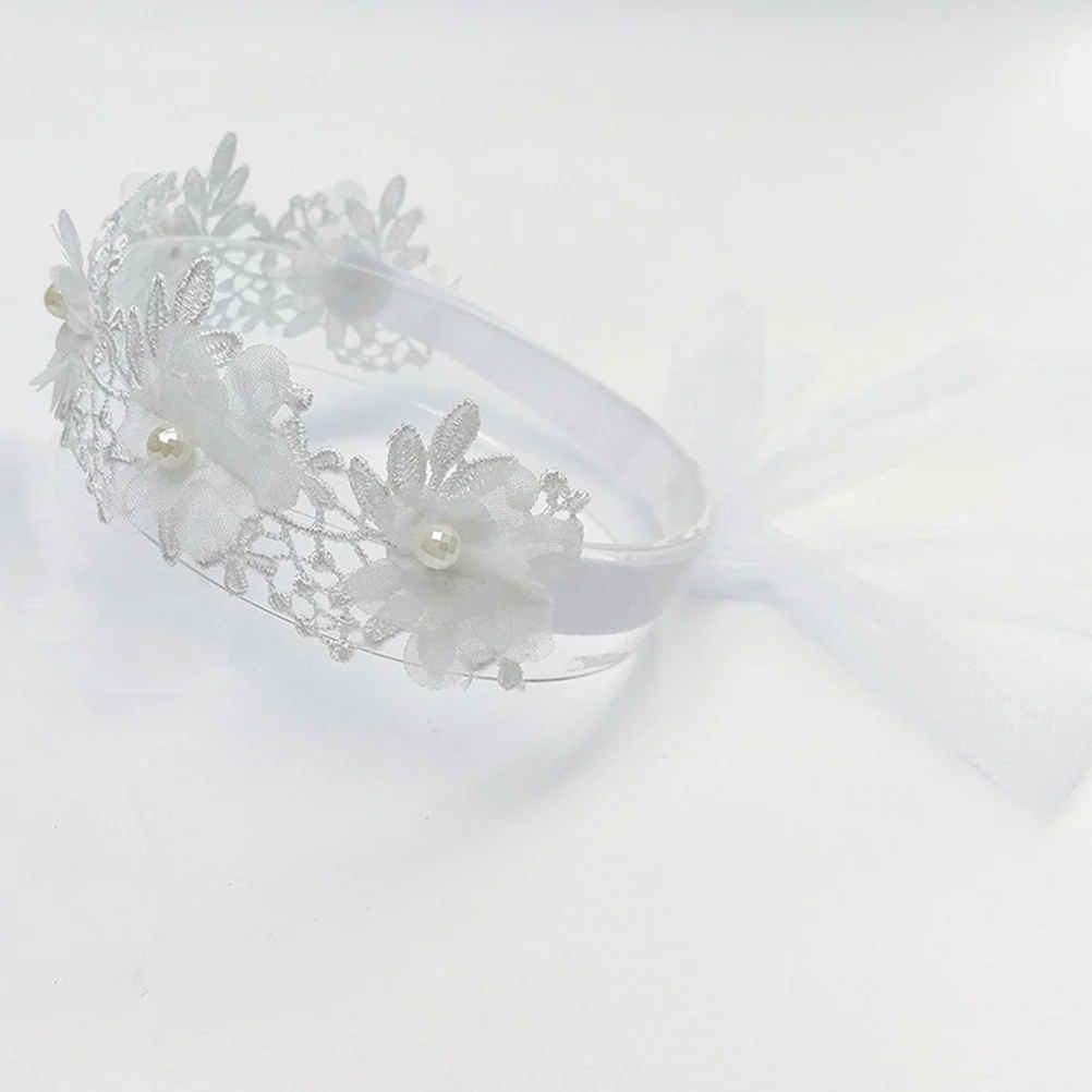 2 uds diademas de perlas de encaje lazo de flores ajustable fotografía de cumpleaños accesorios para el cabello diademas
