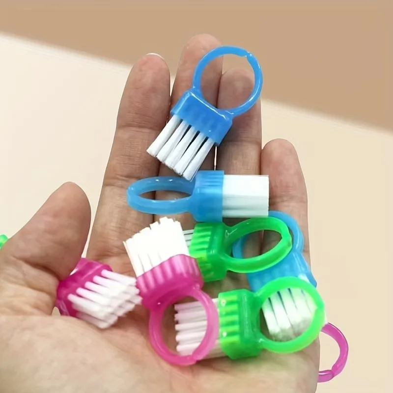 44 pcs Portable Nail Brush Portable Finger Loop Design, designed for Jewelry Cleaning, Random Color Assortment