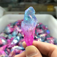 1pc Random Electroplated Pink Blue Point Crystals Quartz Stone Aquarium Healing Energy Mineral Home Room Decoration Accessories