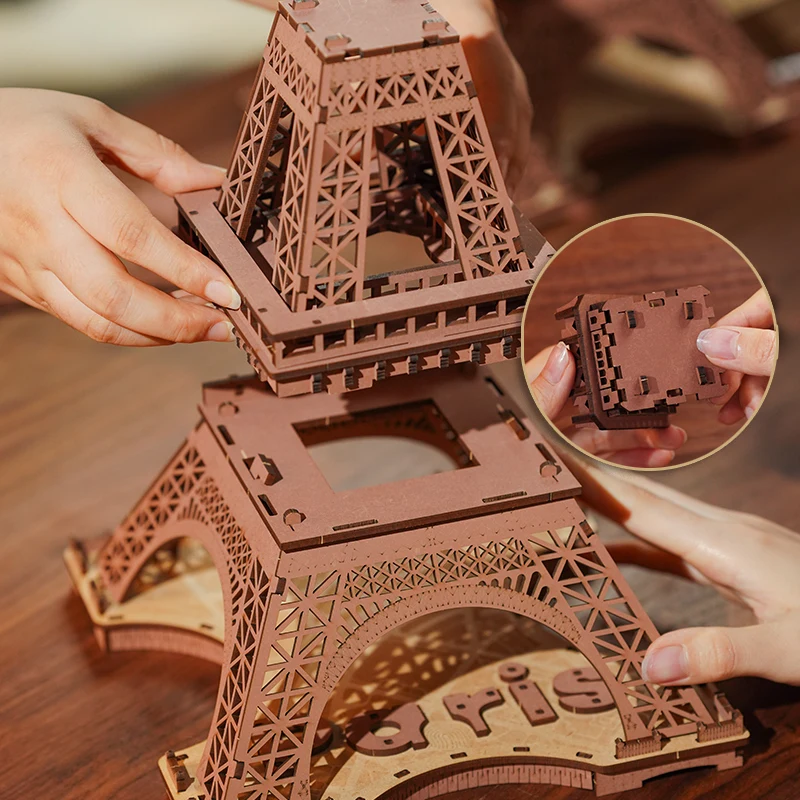 Robotime 3D Puzzle Game Night of the Eiffel Tower 1:638 modelli per bambini kit di artigianato fai da te per adulti regalo fai da te con luce