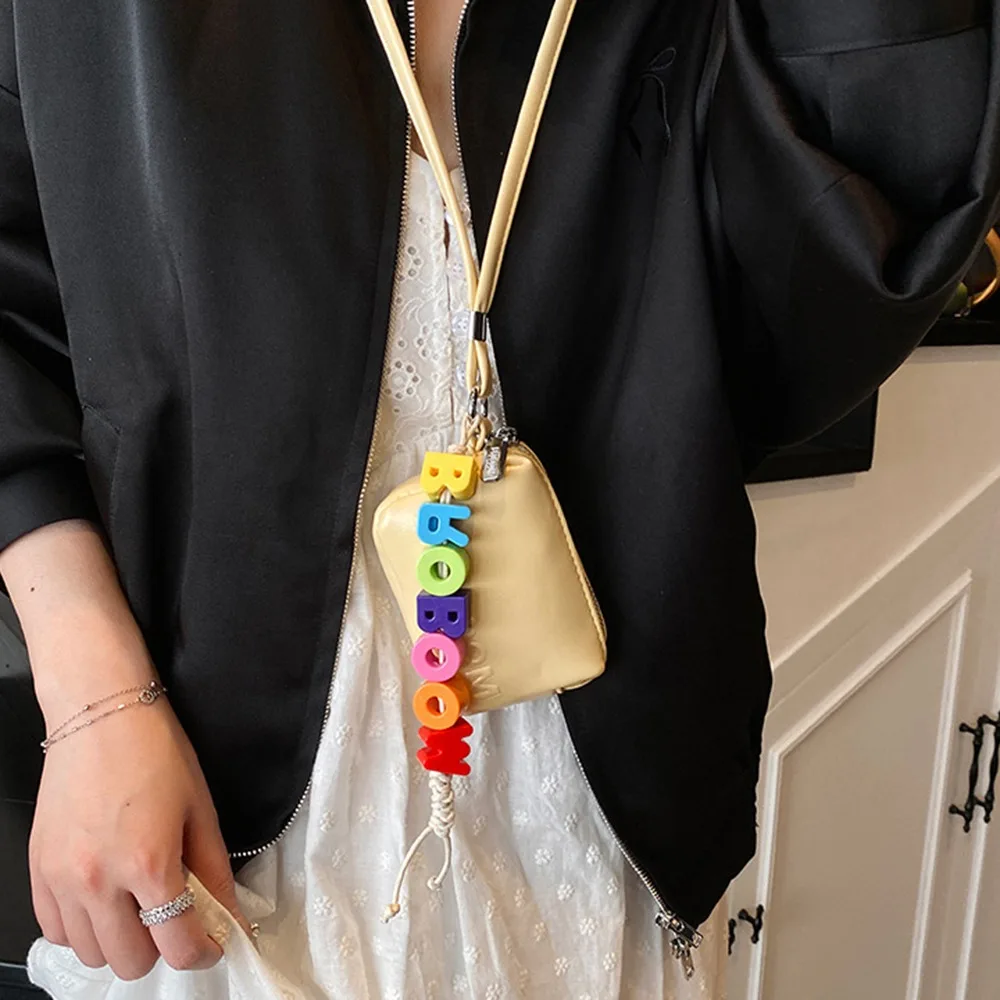 다기능 소형 사각 지갑 심플한 PU 가죽 크로스바디 이어폰 가방 단일 숄더 내구성 있는 홀터넥 동전 지갑