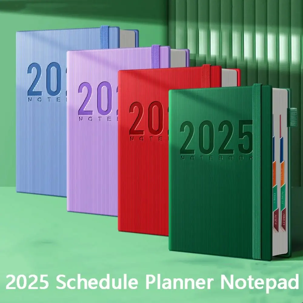 

12 Months 2025 Schedule Planner Notepad Thicken Paper Time Management 365 Days Notepad Textured PU Portable a5 Diary Notepad