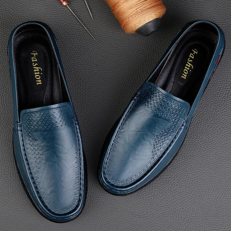 Luxury brand mens slip-on loafers high quality men casual shoes genuine leather male flats fashion Moccasin comfy driving shoes