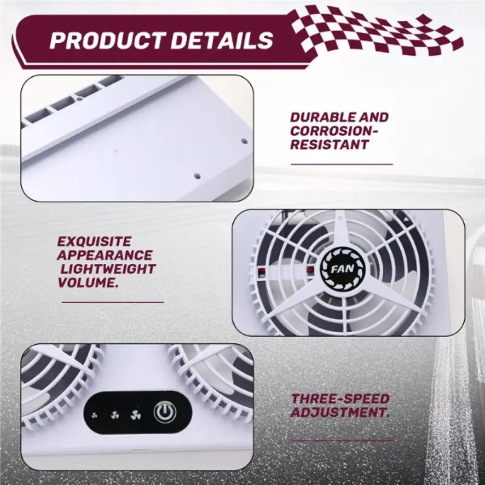 USB Powered USB Car Cooling Fan 5W Power Energy Saving Car Window Fan 3 Levels Adjustable Front/Rear Window Car Exhaust Fan