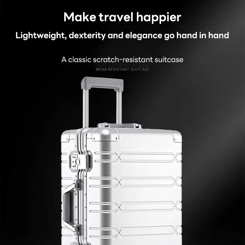 Aluminum-magnesium Alloy Trolley Suitcase Travel  Metal Case with Wheel Spinner 20 inch Carry-On Cabin Suitcase Rolling Luggage