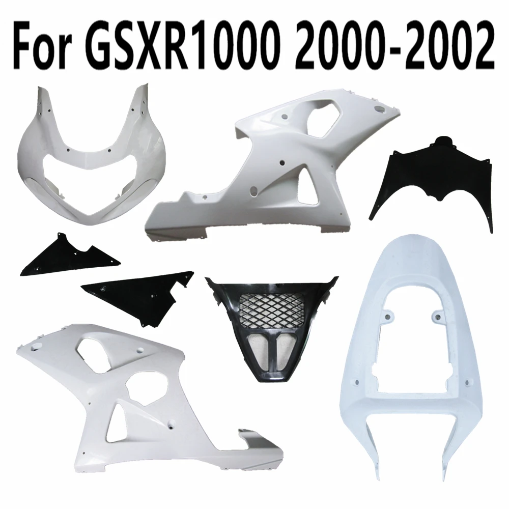 Motorcycle Cowling Bodywork Components Pack left right Injection For GSXR1000 GSX GSXR 1000 2001 2002 K1 Unpainted Fairing