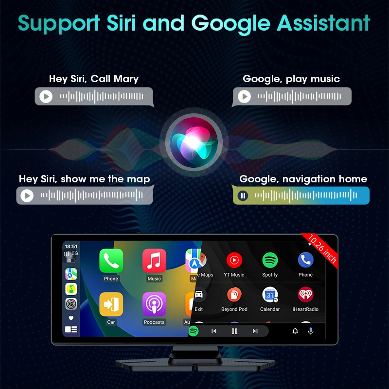 Jansite Universal 10.26 بوصة شاشة ذكية راديو السيارة الوسائط المتعددة واي فاي مشغل فيديو لاسلكي Carplay أندرويد السيارات MirrorLink WiFi #4