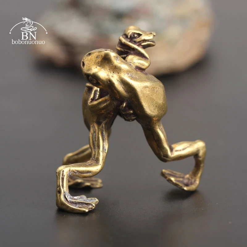 العتيقة النحاس النقي الصلبة الضفادع المصارعة الشاي الحيوانات الأليفة تمثال النحاس الحيوان الجدول زخرفة اكسسوارات ديكور المنزل لغرفة المعيشة