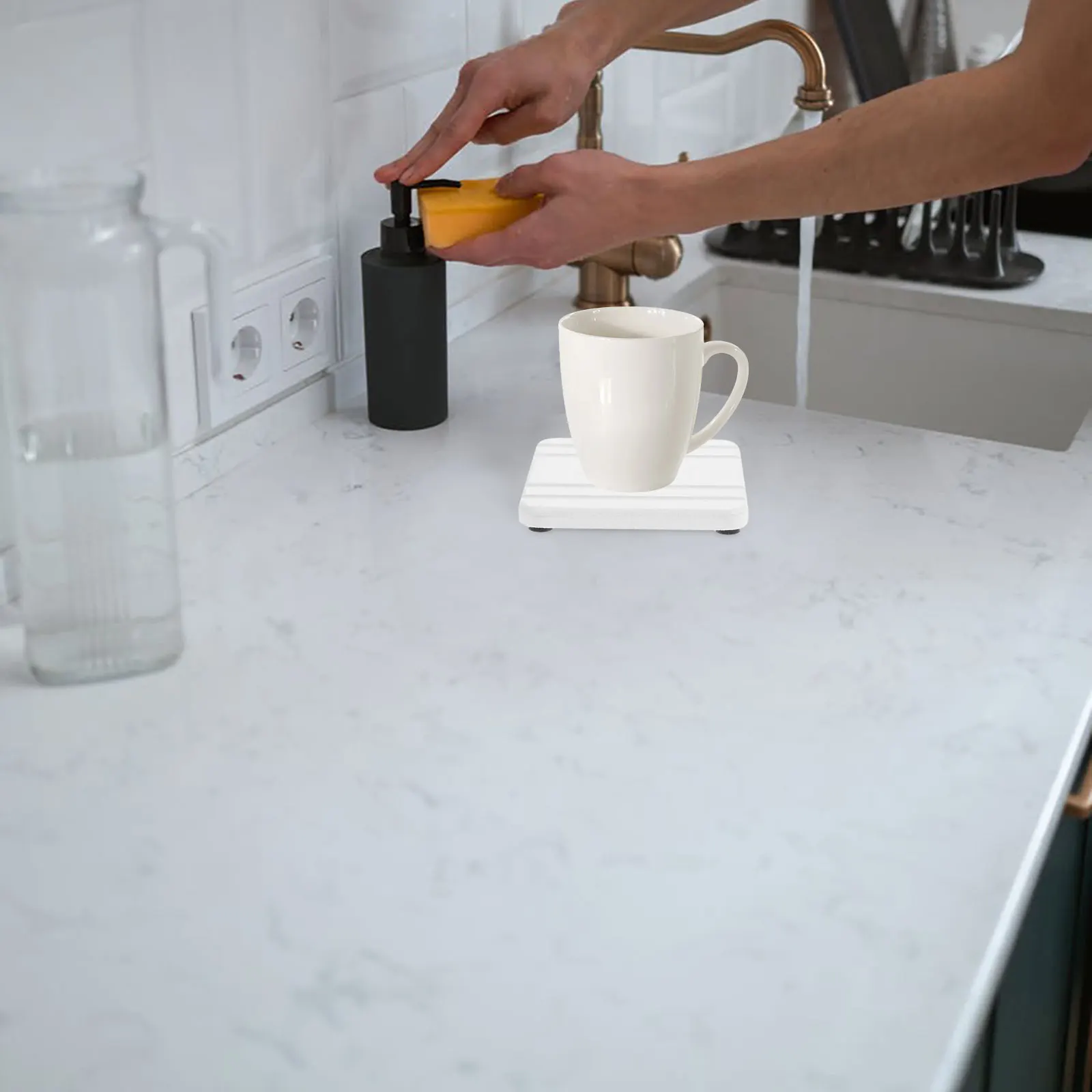 

3 шт., водопоглощающая сушилка для камня, 16x12 дюймов, быстросохнущий поднос для мыла, раковина из диатомовой грязи, туалетный столик для ванной комнаты