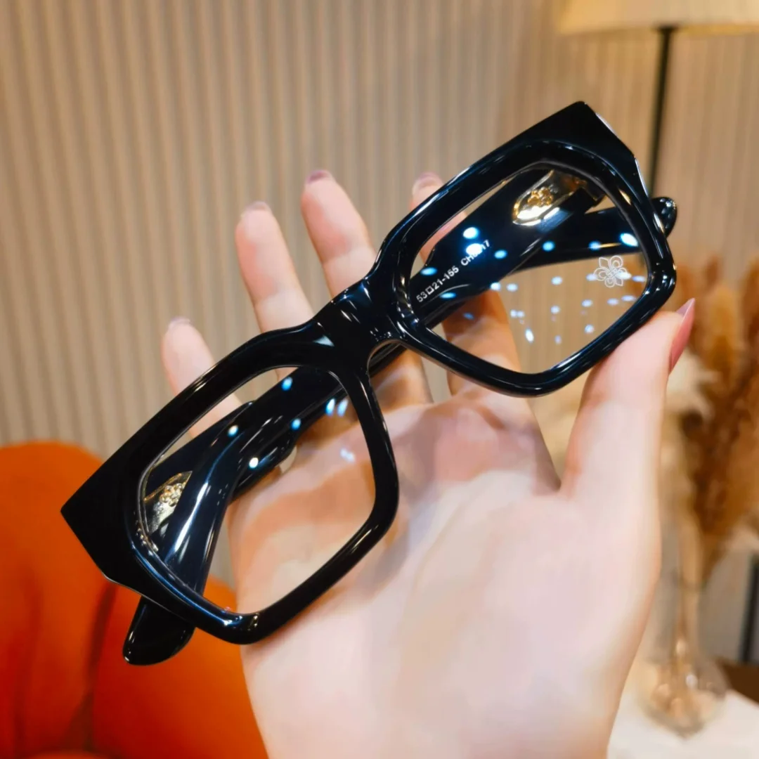World Fashion Trendy Bold Personality Retro Large Frame Acetate Men's Eyeglass Frame Casual Simple Square Women's Luxury Glasses