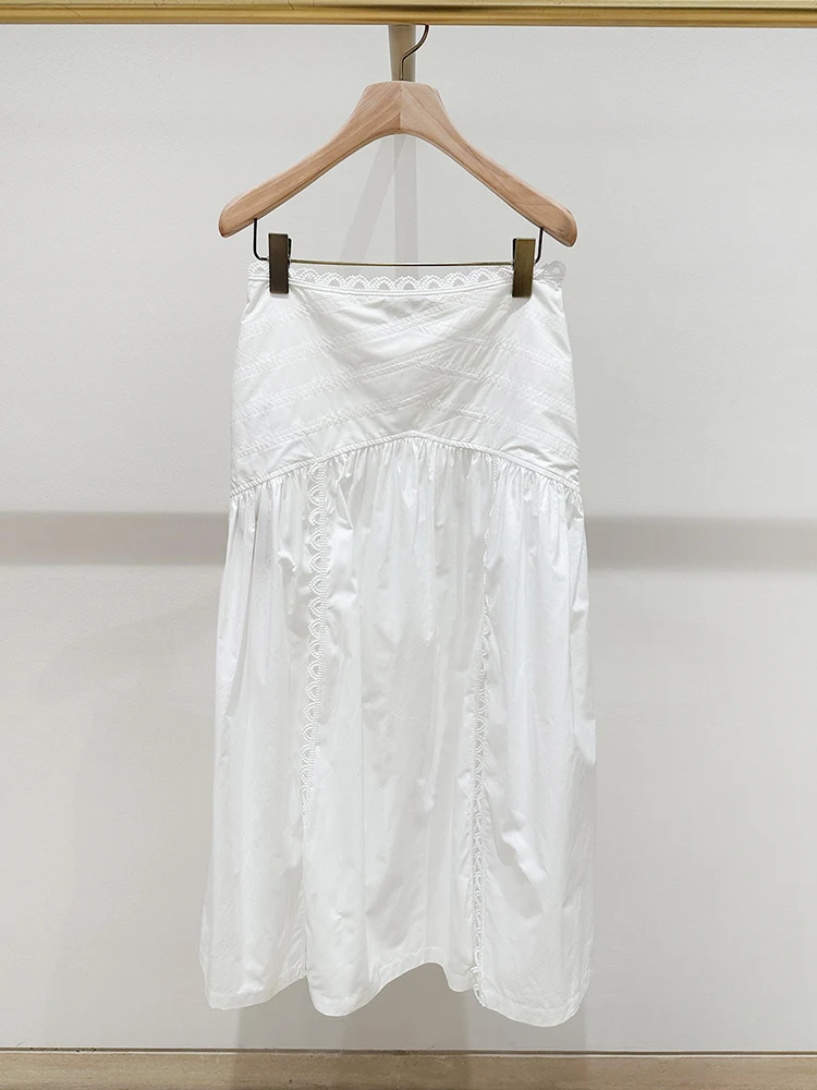 

Юбка миди с высокой талией и разрезом Ele Vaion Sle, женская, премиум-класса, из летней коллекции, А-силуэт, с присборенным подолом