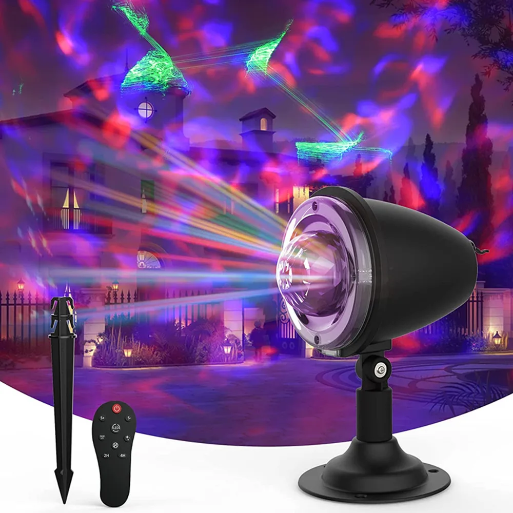 Impermeável ao ar livre LED Projector Luz, Laser Onda de Água, Aurora Holiday Spotlight, Festa de Natal e Jardim, 2 em 1